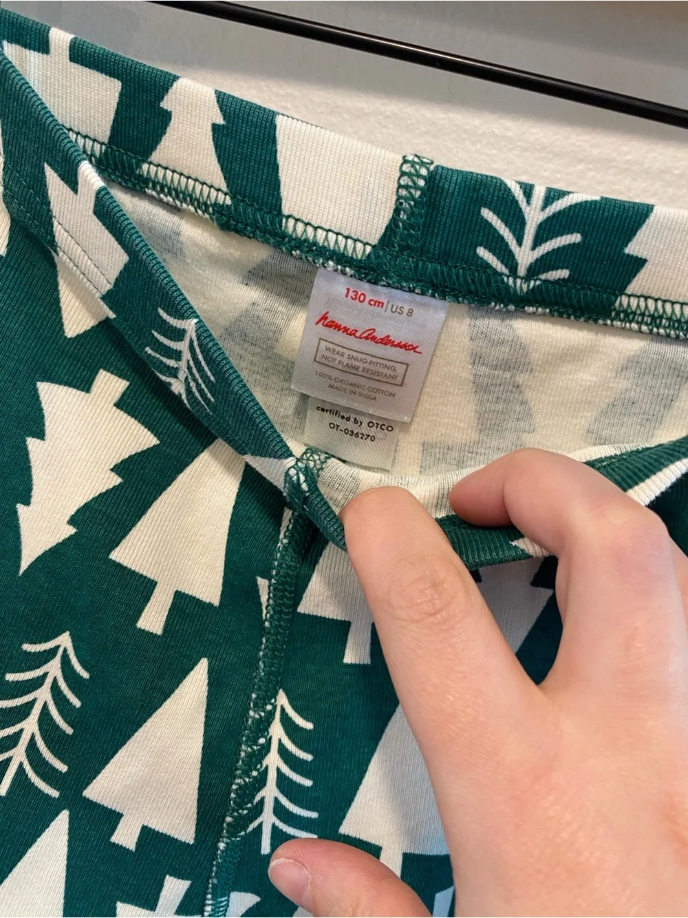 Holiday HannaJams Pajama Set kids 130 US 8 winter green Christmas tree print